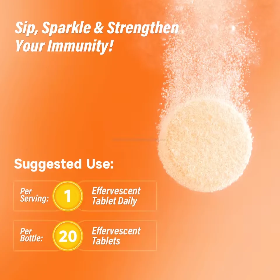 Vitamin C effervescent tablet dissolving in water