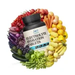 Electrolyte hydration tablets with fruit and vegetable ingredient concept
