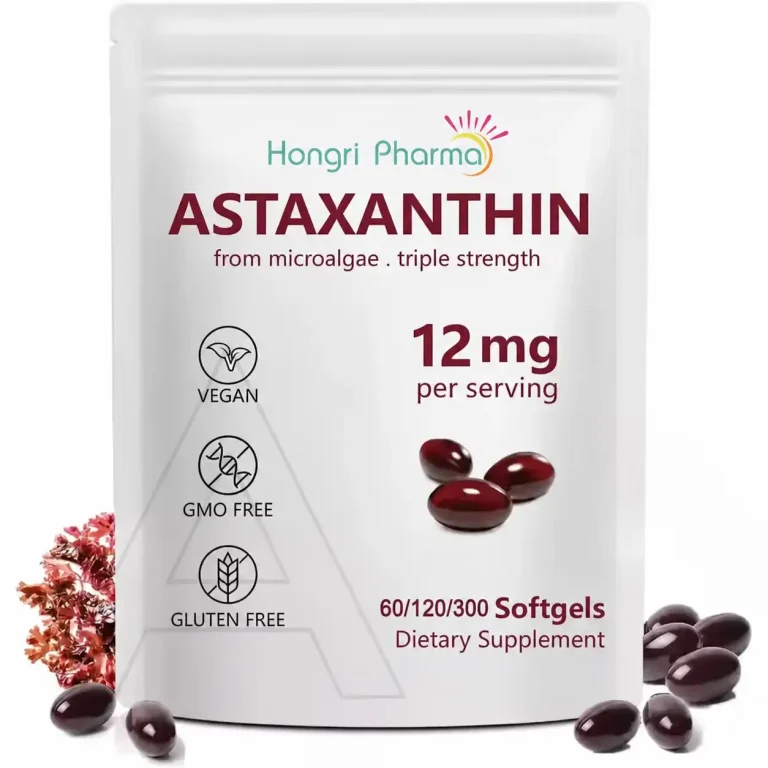Astaxanthin softgels with Hongri Pharma branding