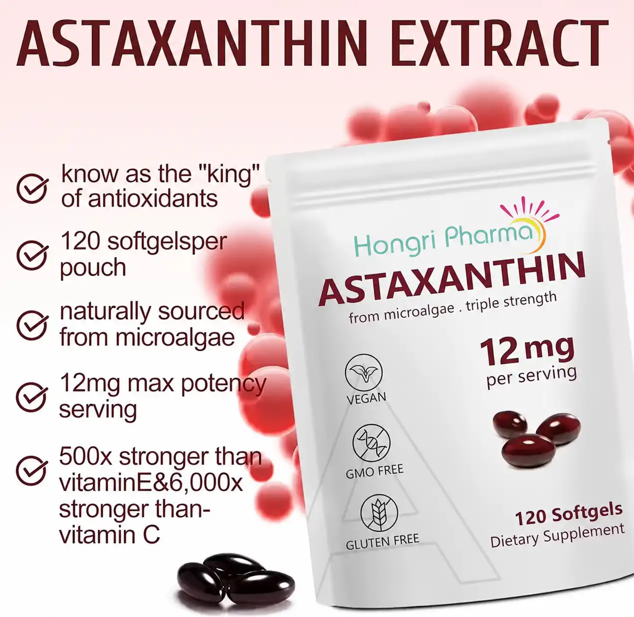 Astaxanthin 12 mg Softgels product presentation